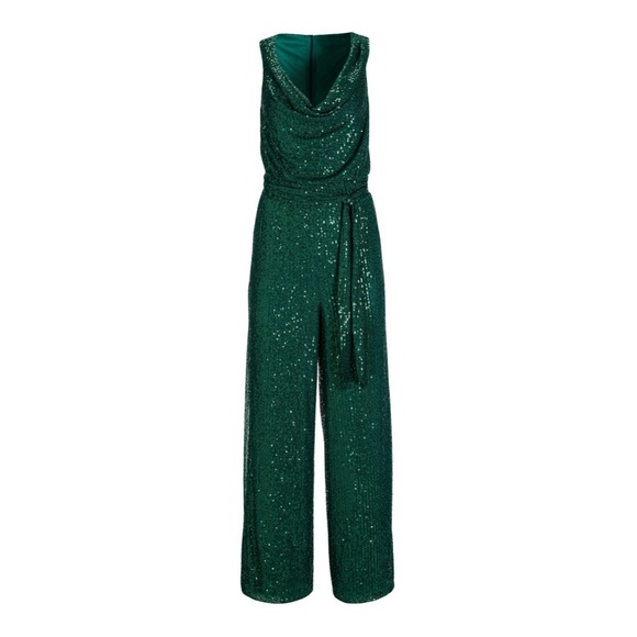 Boston Proper Sequin Cowl Neck Jumpsuit in Deep Emerald- Worn Once for pics - Picture 9 of 9